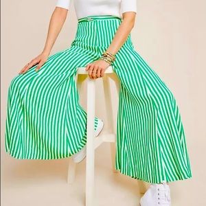 Green and white stripe Anthropologie pants